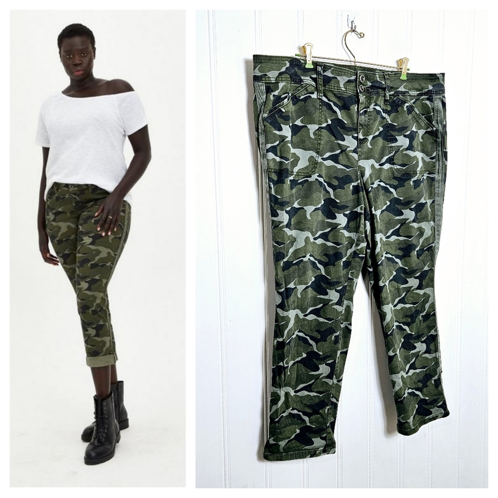 Torrid Camouflage Crop Pants Mid Rise 22 Stretch Twill Utility Skinny
